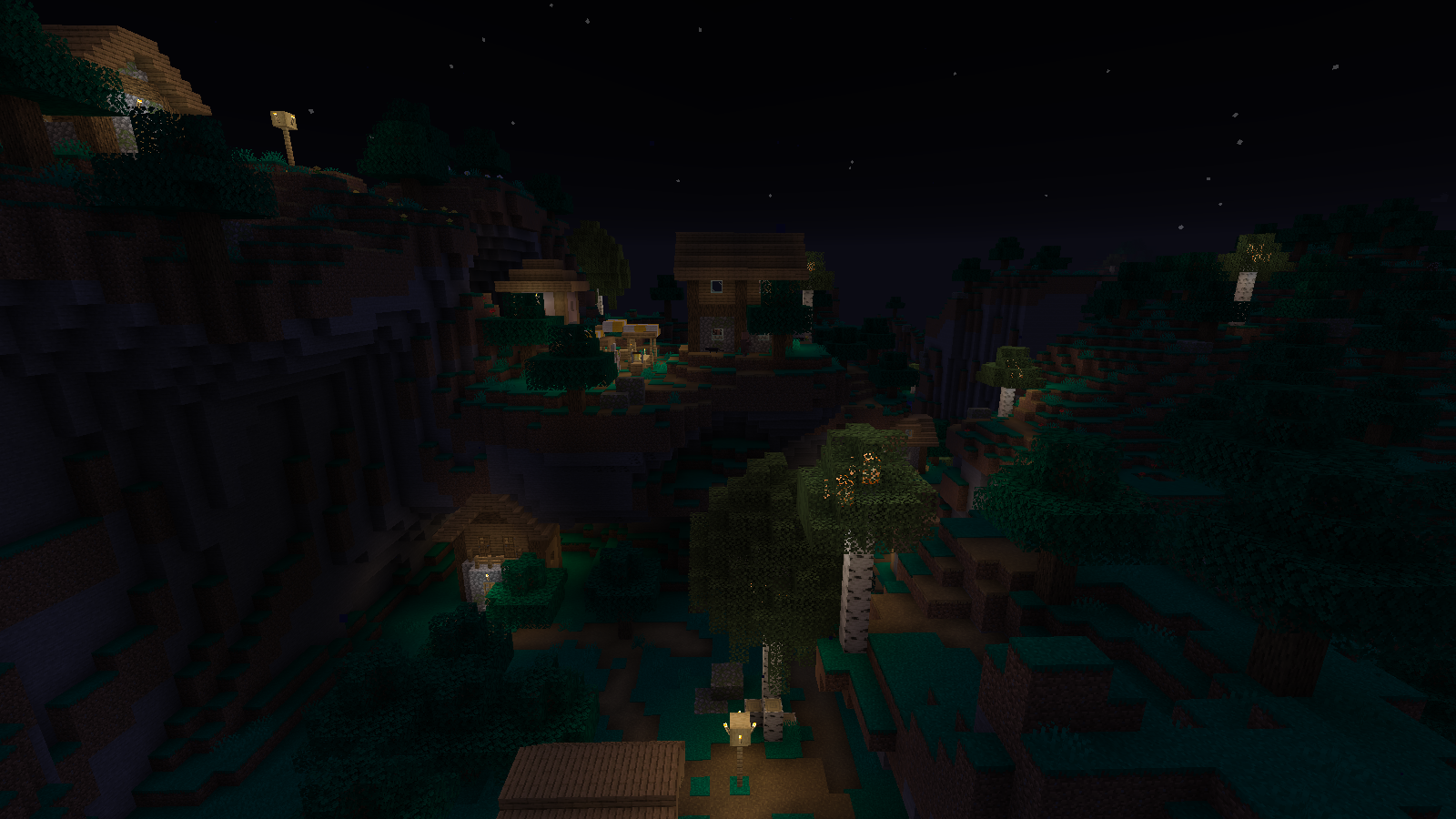 Glimmering forest biome at night