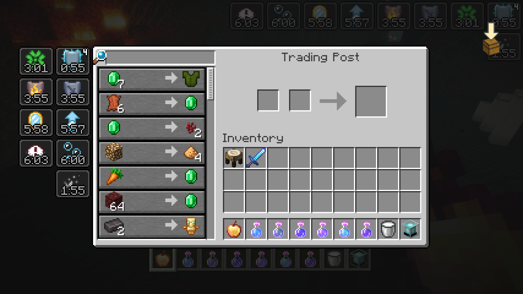 The effects display is shown in every container, not just the inventory