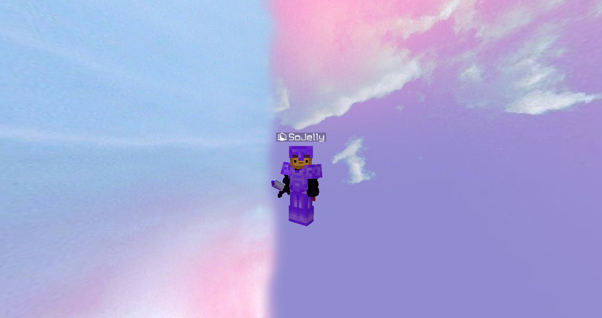 In this resource pack iron armor takes on a purple look as well as all swords being changed to short swords.