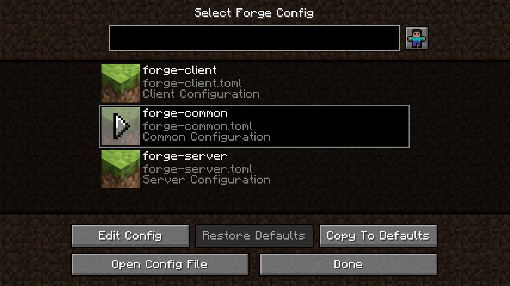 A config file selector for a mod offering many options