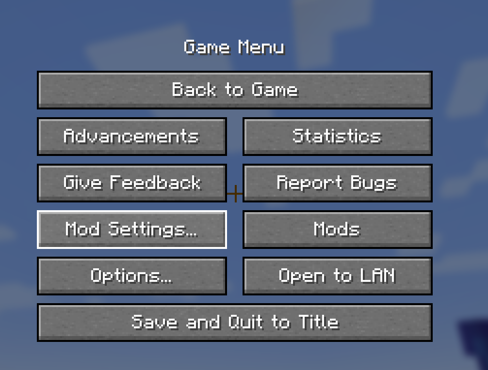 Screenshot of in-game menu