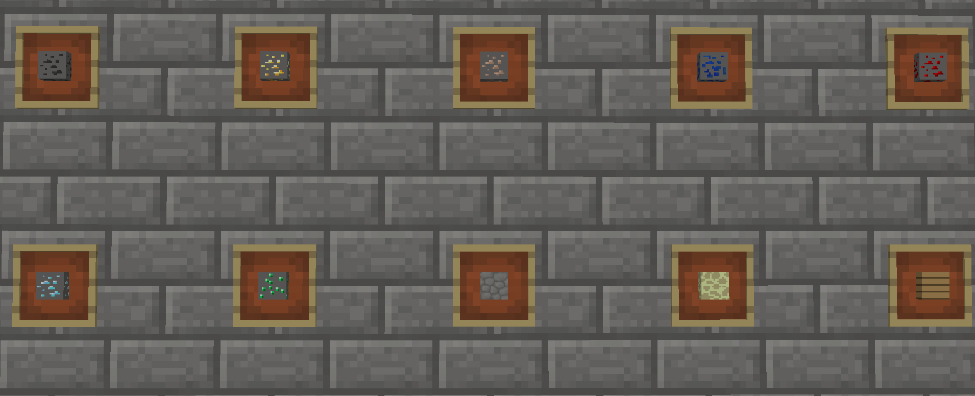 Ores, Wood, Endstone, and Cobblestone 