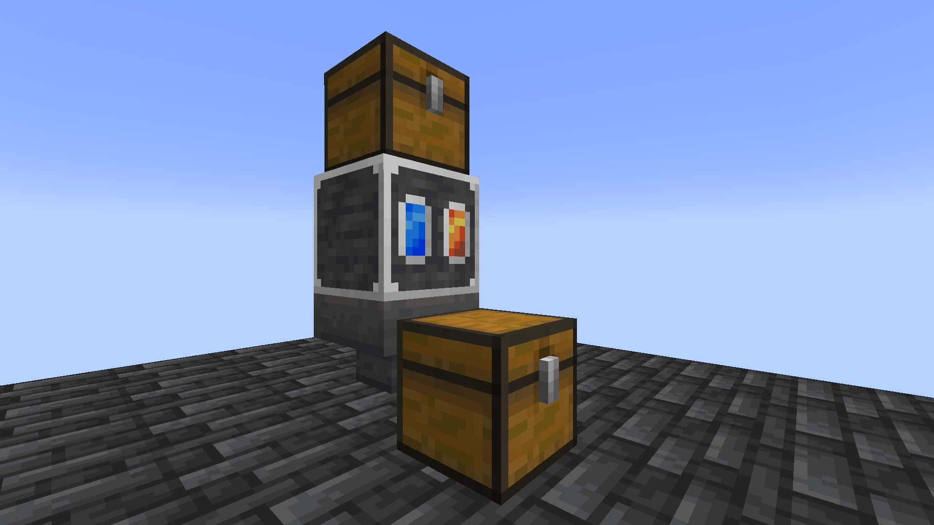 Outputs above and items can be extracted with hoppers