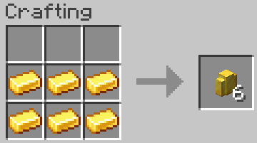 Crafting recipe for the gold wall