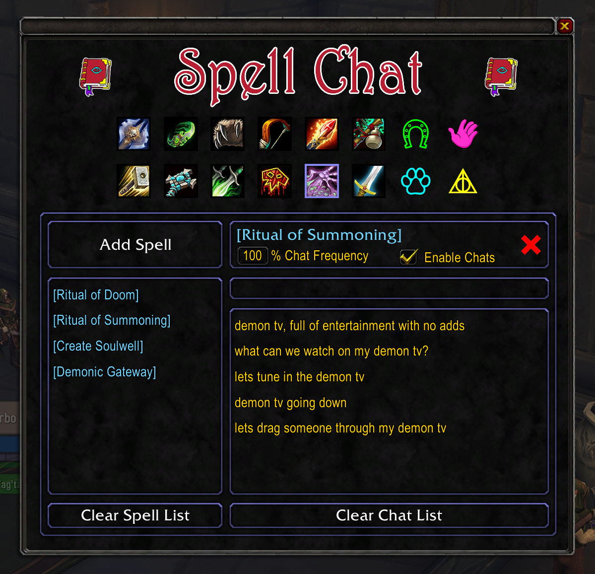 Spell Chat Class Spells