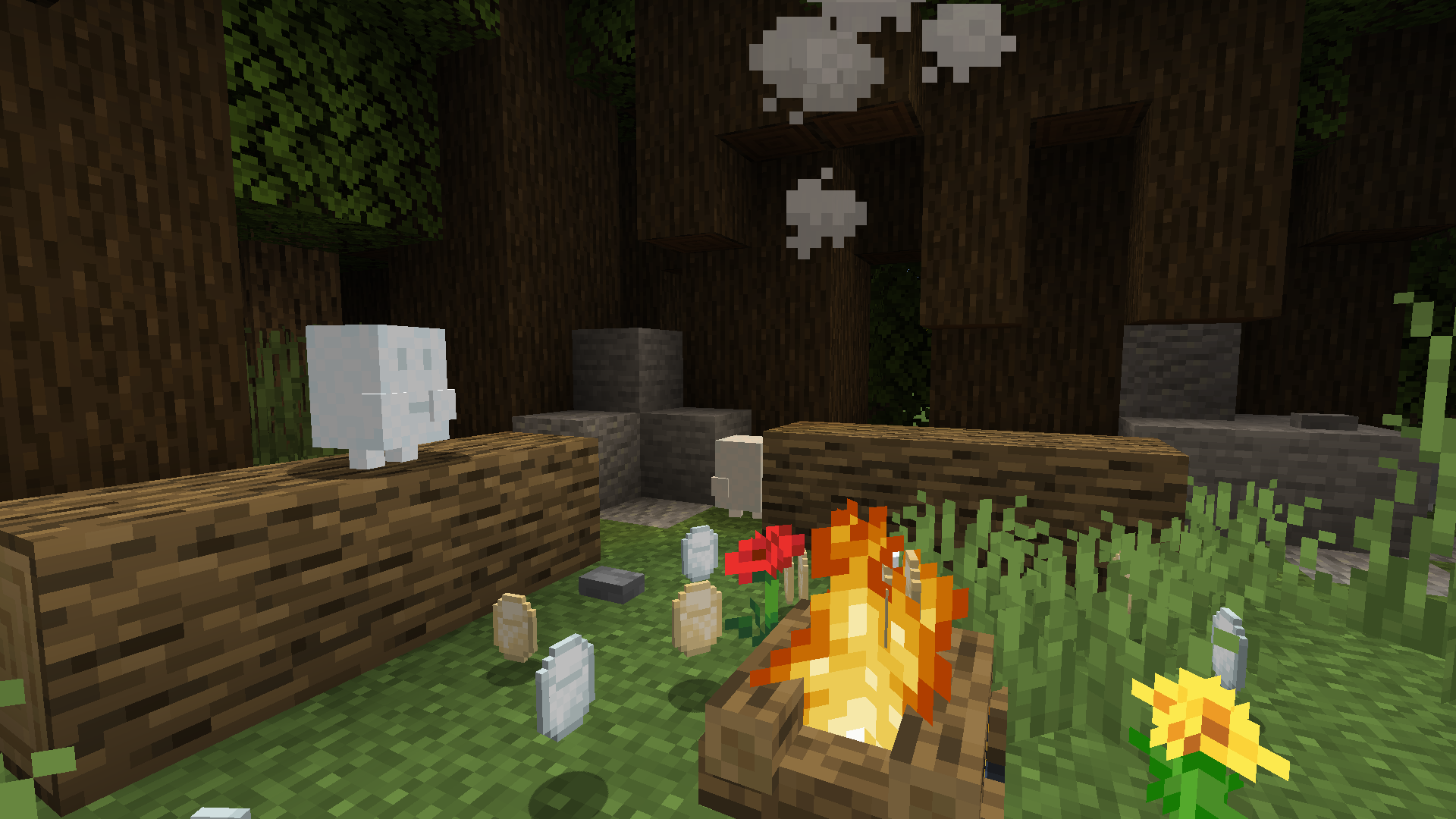 A Marshmellow Golem sitting by the campfire