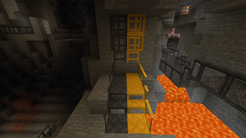 Catwalks near a lava lake