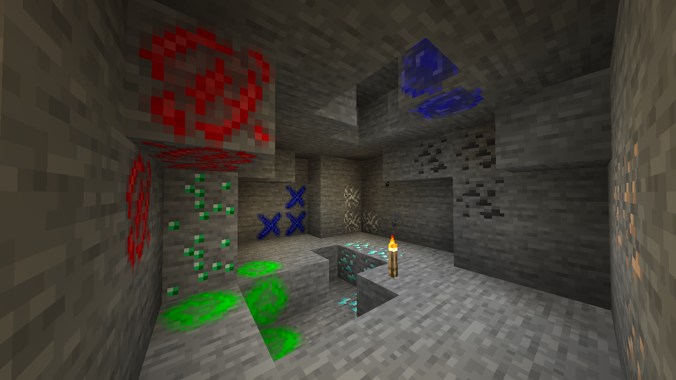 What the crystal ores look like in a normal cave