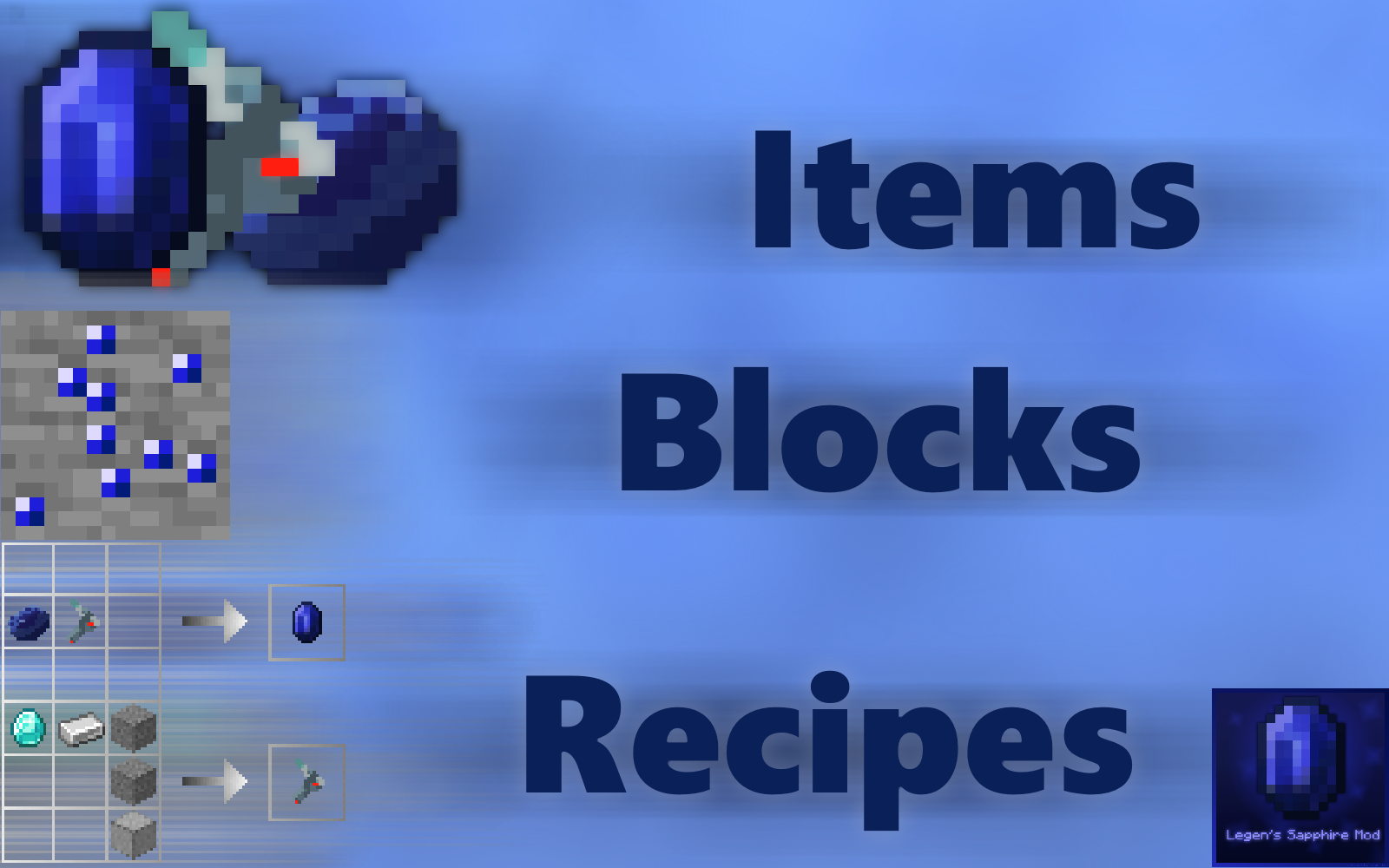 Items, blocks and recipe