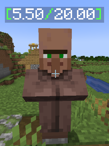 What the fraction setting looks like! It simply displays the entities current health / total health