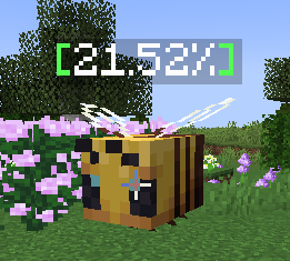 What the hearts setting looks like, it displays the entities current health as a percentage of total health