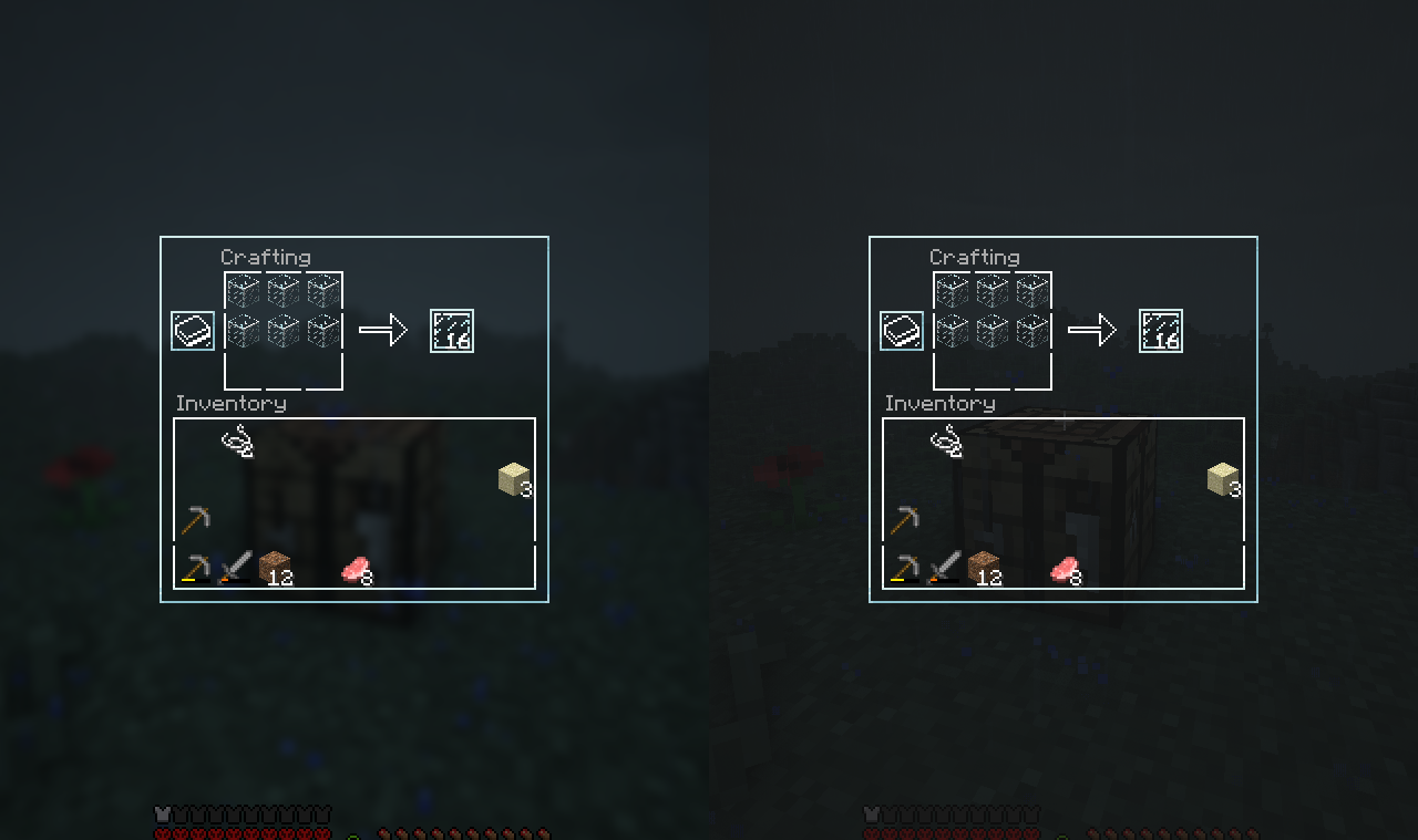 Glass GUI with BLUR mod vs without BLUR mod