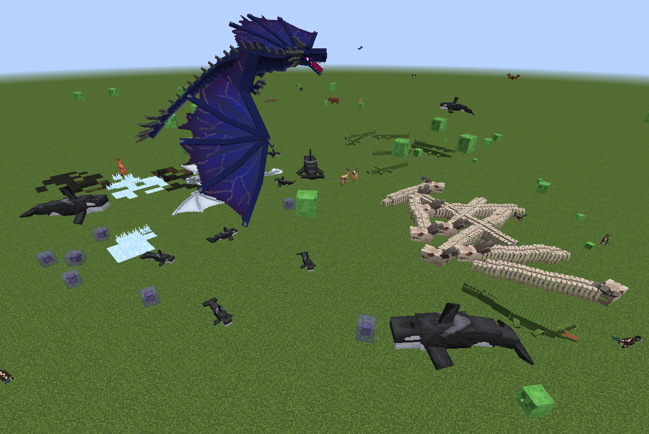 lots of mobs from alex's mobs and ice and fire