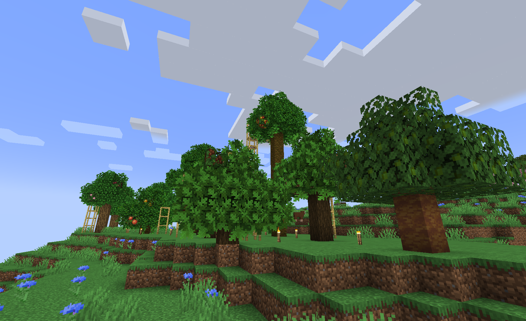 An orchard made with many of the fruit trees added in with Croptopia!