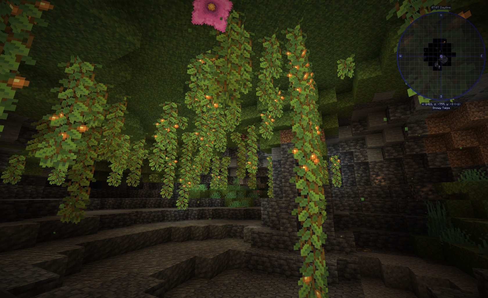 One of the new Lush Caves from 1.18 with Oreberry bushes hidden in the ceiling!