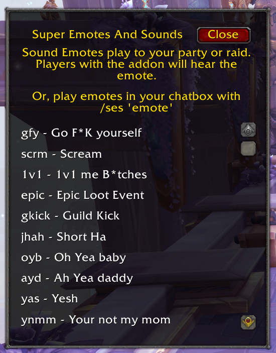 Audio Emote List