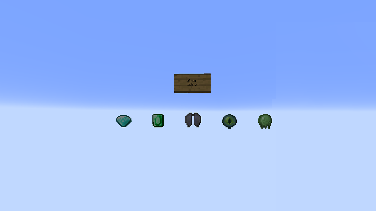 diamond, emerald, elytra, ender eye, slime ball