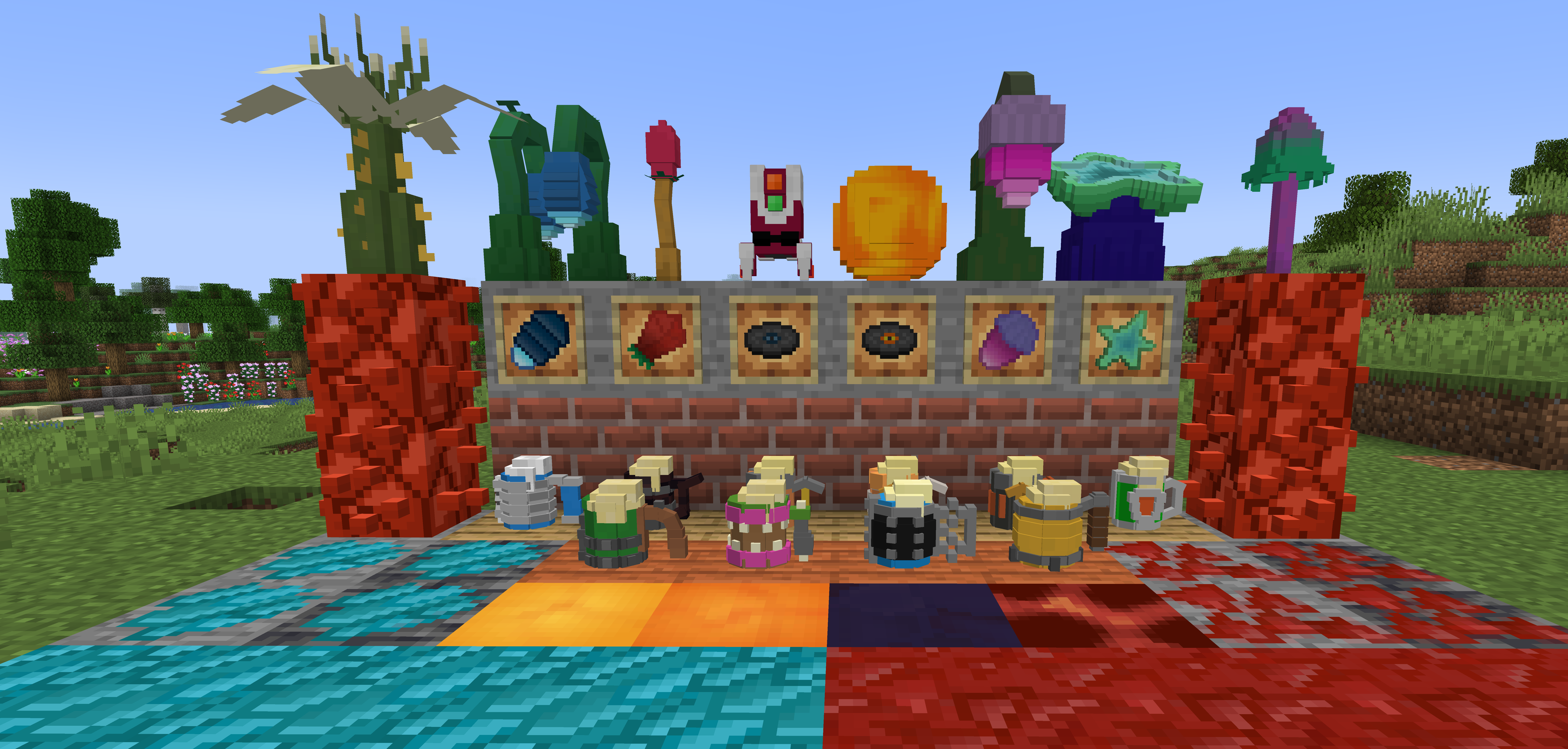 A summary of most the blocks and Mobs added in this Mod
