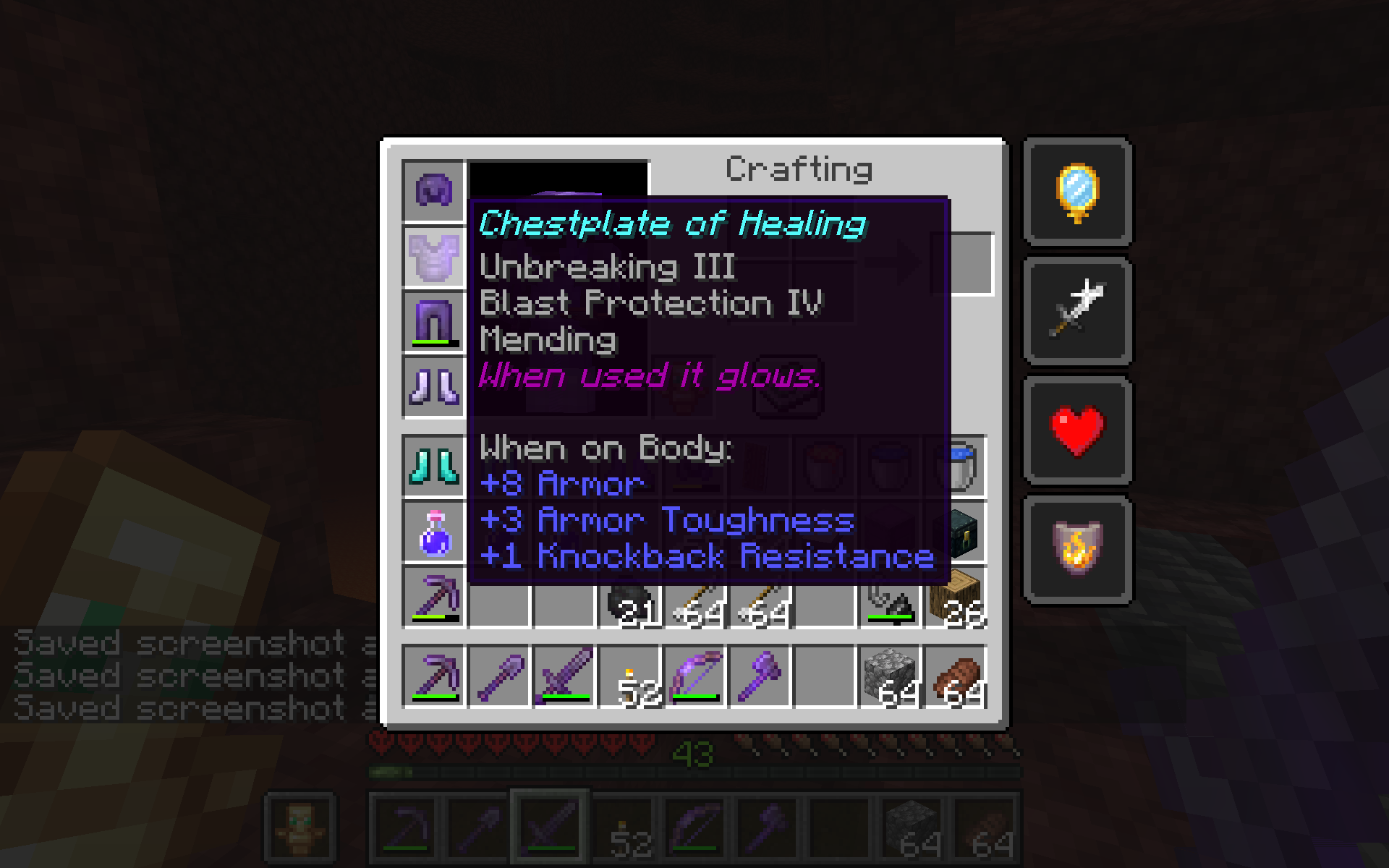 Gear example Chestplate of Healing