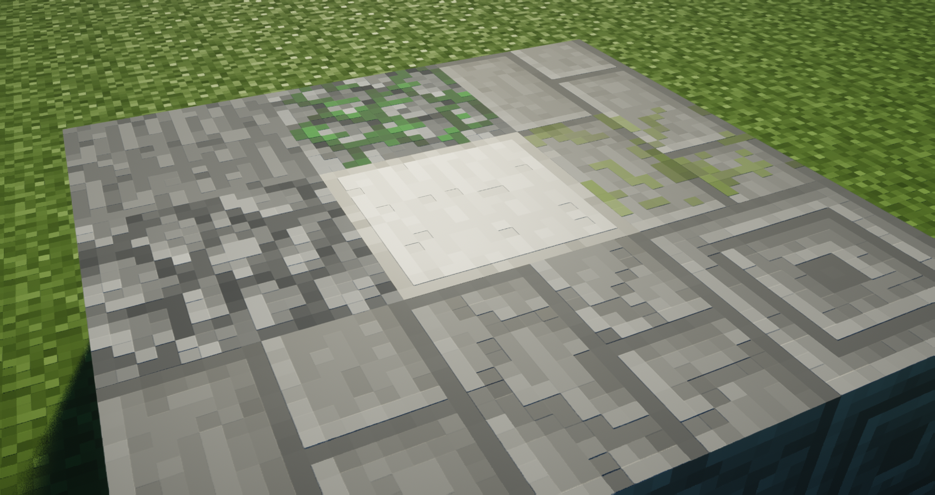 Stone bricks and cobblestone + its cracked and mossy variants