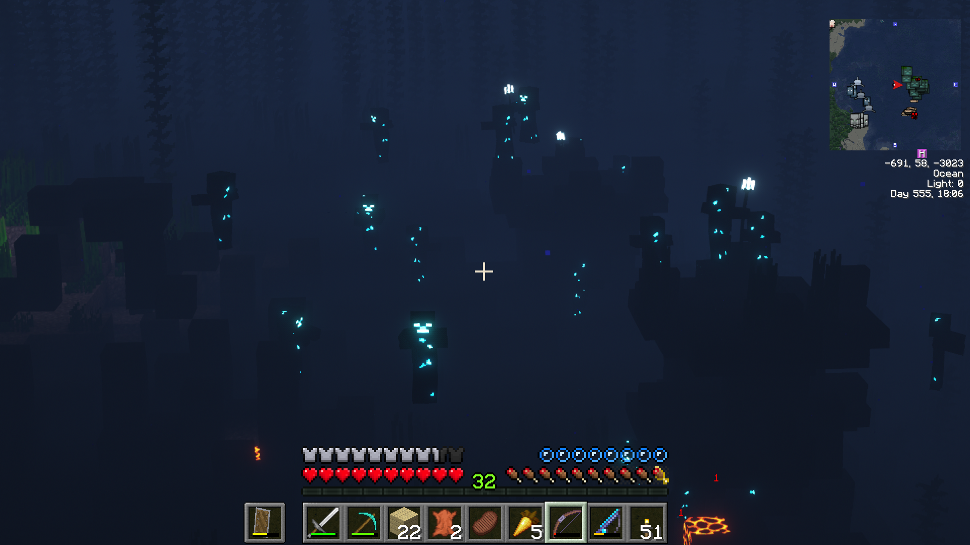 These drowned are showing off the Complimentary Shaders pack nicely!