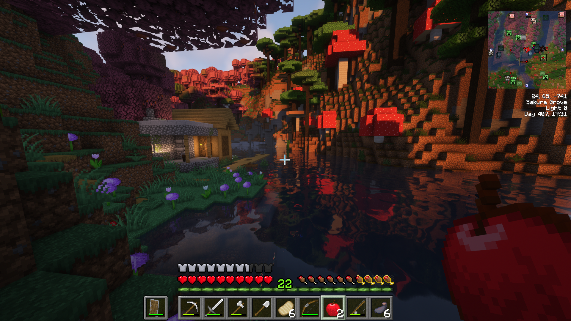 Great example of the forest as well as the shader effects on water.
