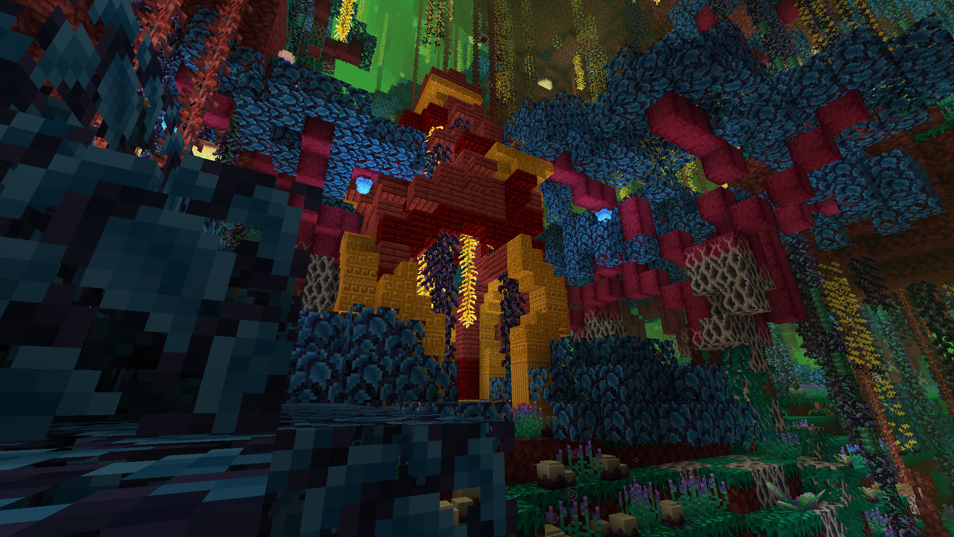 Some ruins deep in the Nether Jungle.