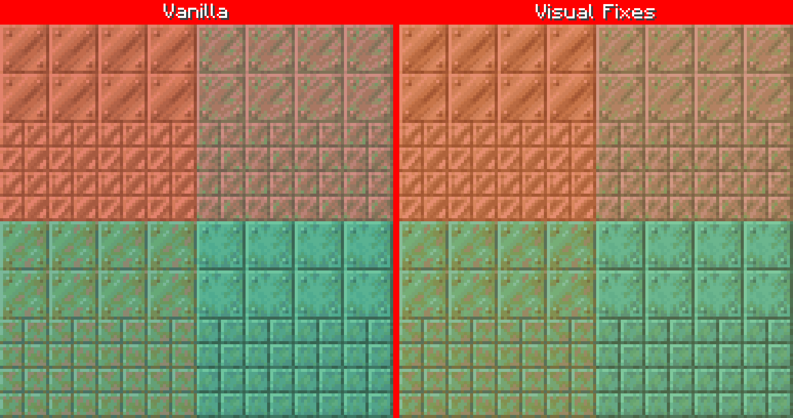 Waxed copper blocks have slightly different textures from unwaxed copper
