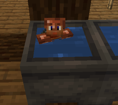 my friend taking a dunk in his caldron pool because hes so tiny