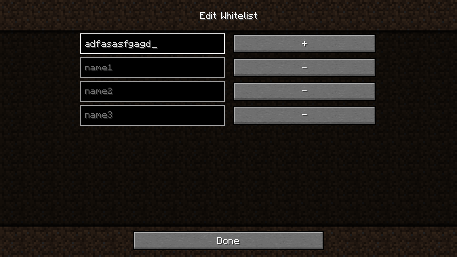 Edit Whitelist Screen 0.0.3