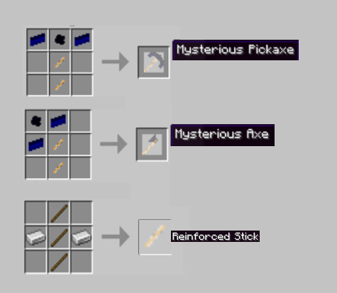 Crafting recipes from the 0.2.0