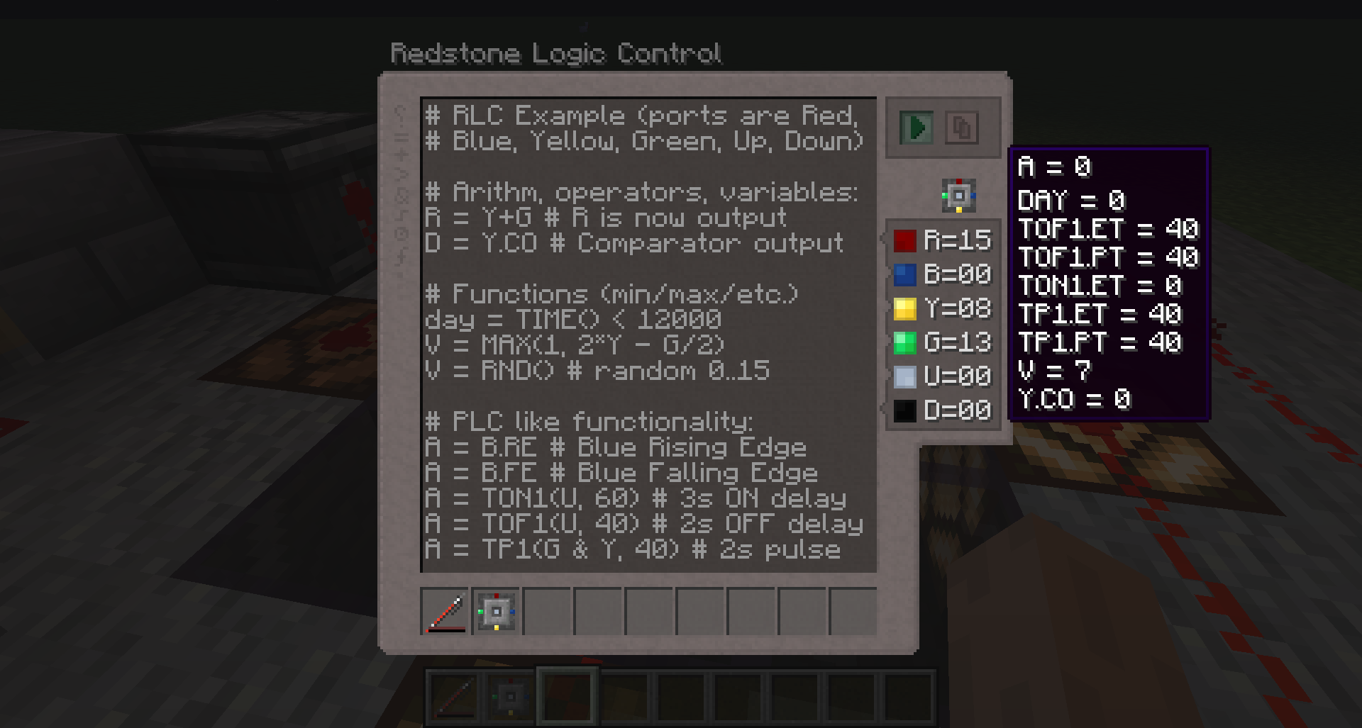Redstone Logic Controller - GUI