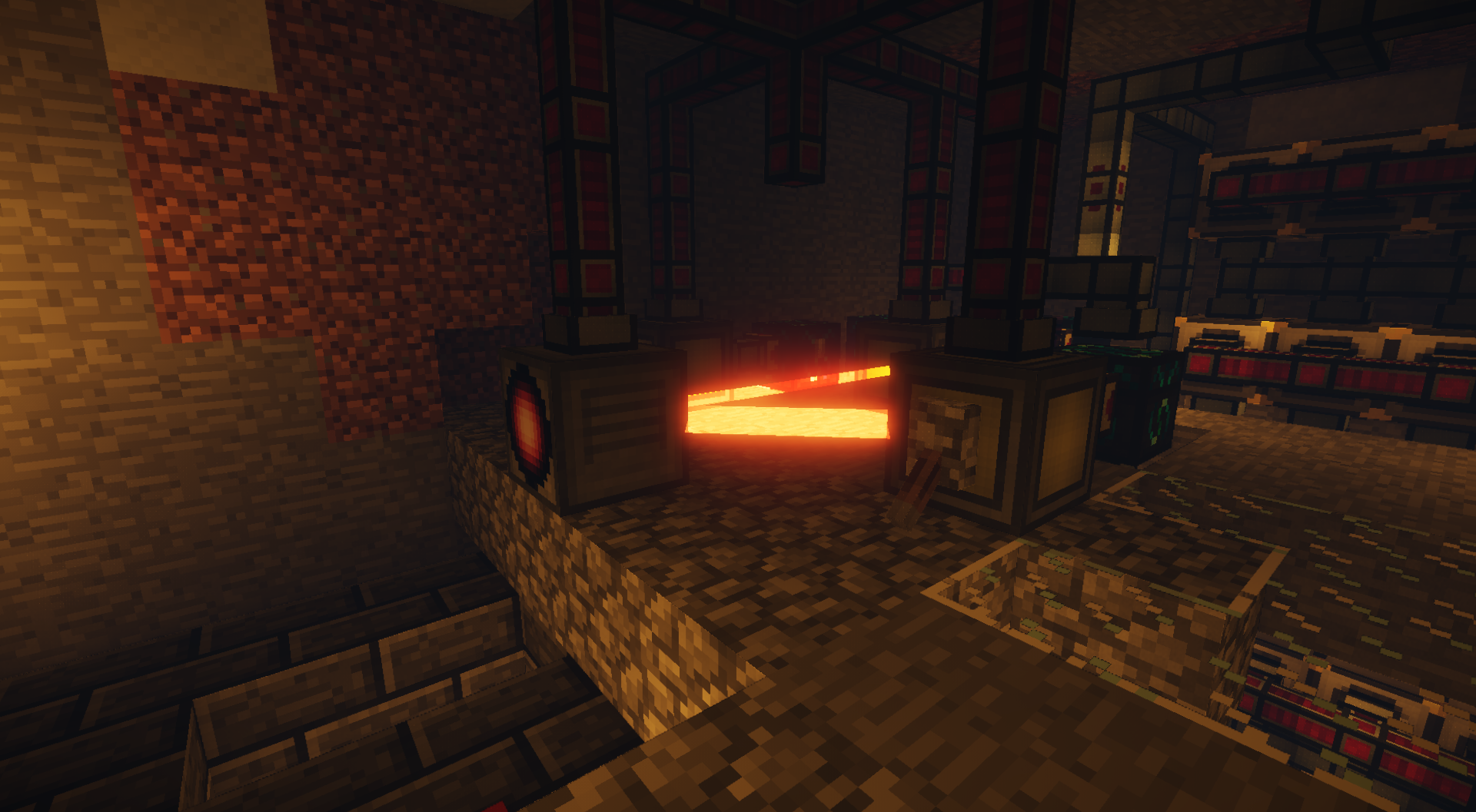 Thumbnail deep in the earth, there is a RFTools Spawner and a few other machines