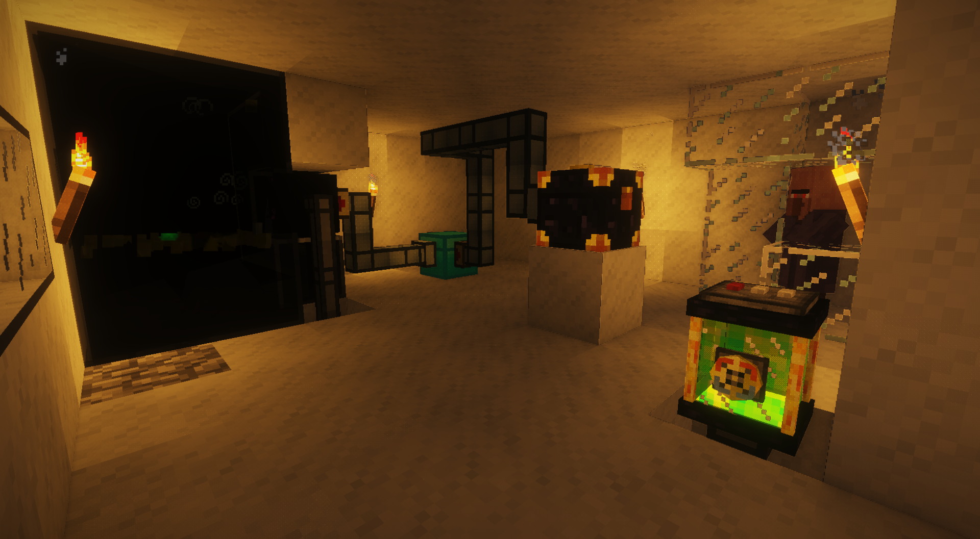 Thumbnail The ground floor of a void world mob spawner with an entertained villager closeby