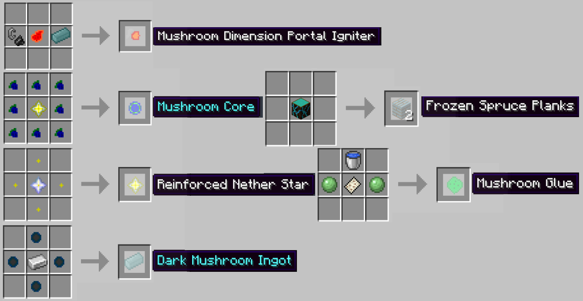 Crafting recipes from the 1.0.0