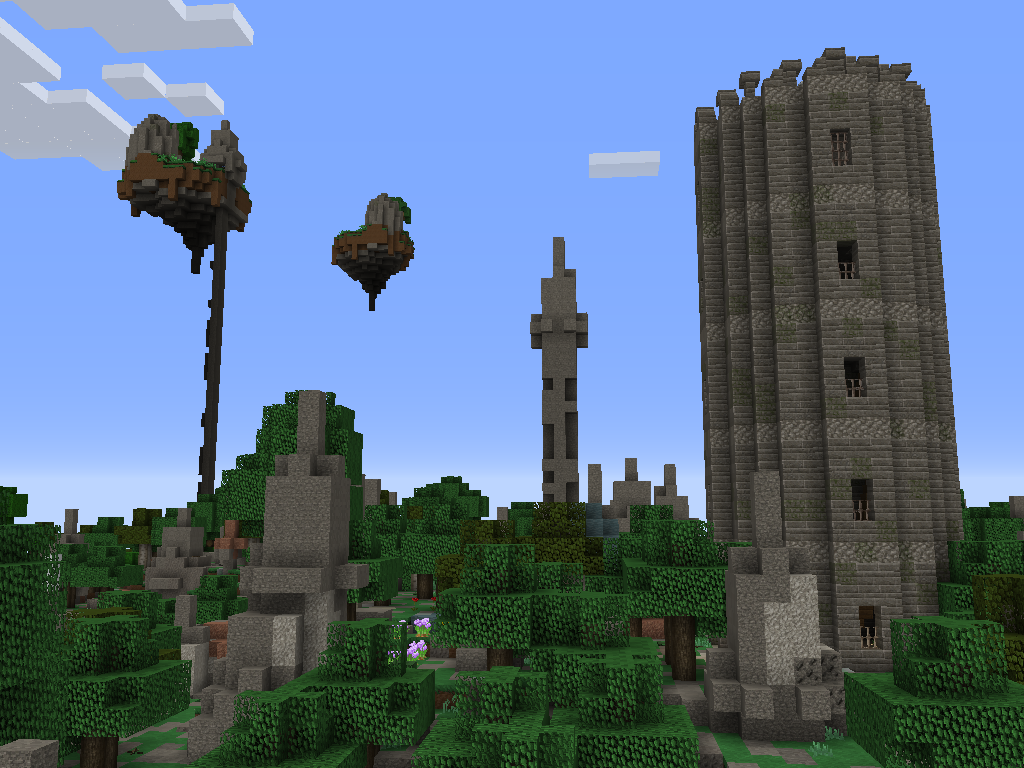 A common battletower among the rare stony spire fields biome. Beware of vexxes!