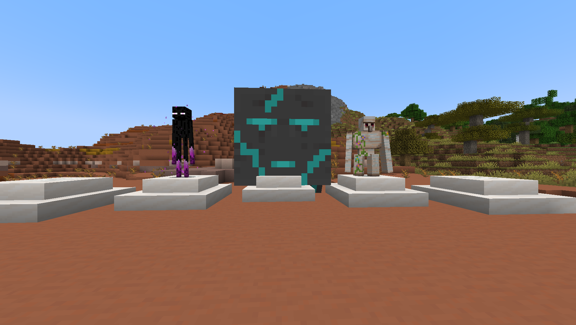 Enderman, Ghast, and Iron Golem