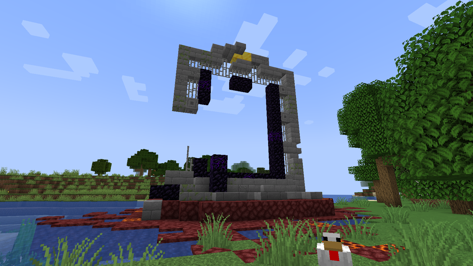 Looks like this chicken was trying to get into the nether.