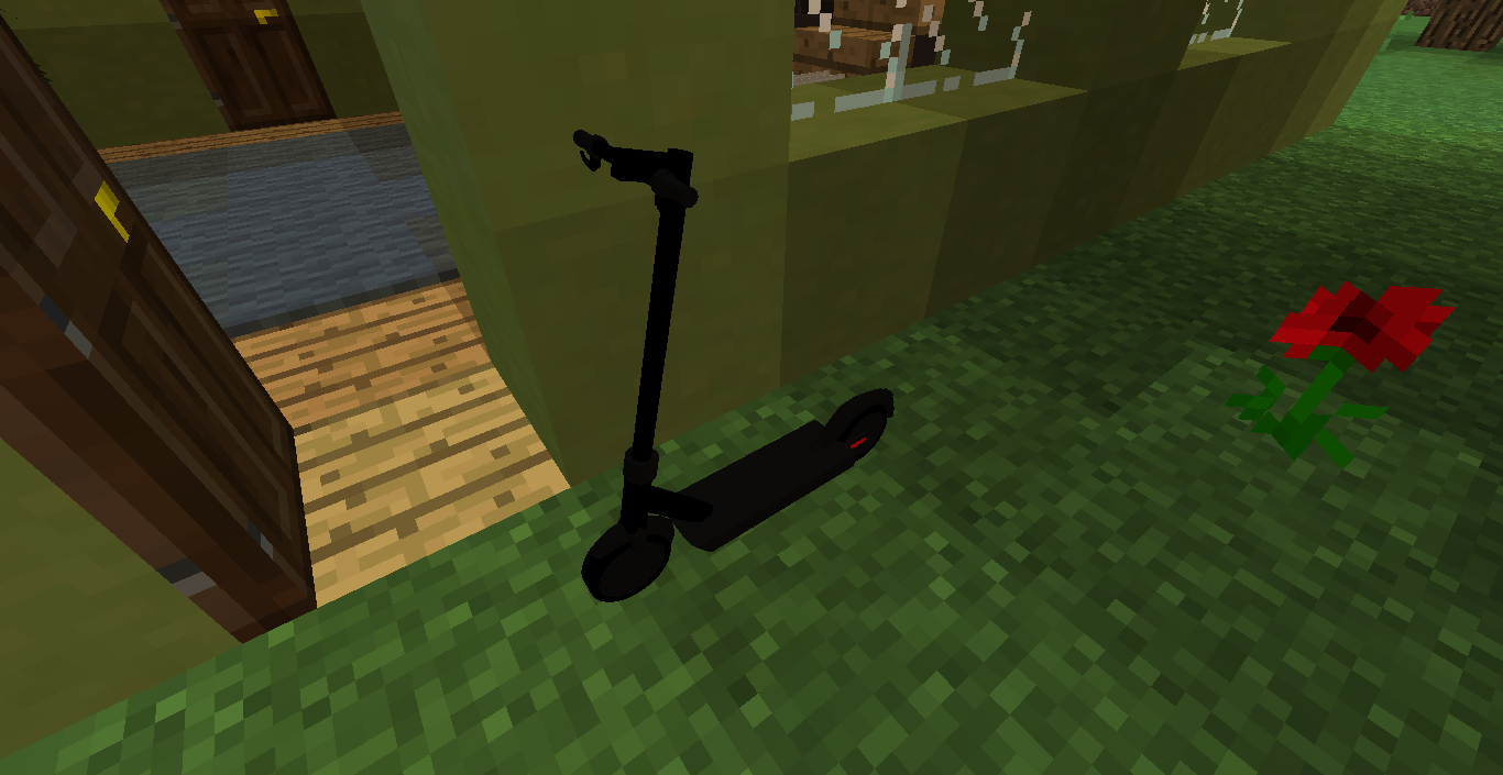 An Electric Scooter Near the Entrance Door of a House