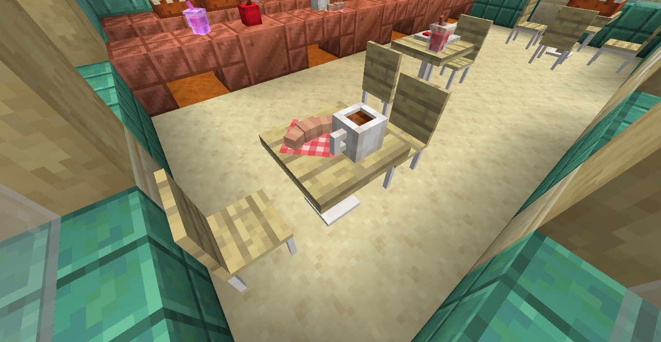 A table and chairs from the CIT pack with a nice breakfast laid out.