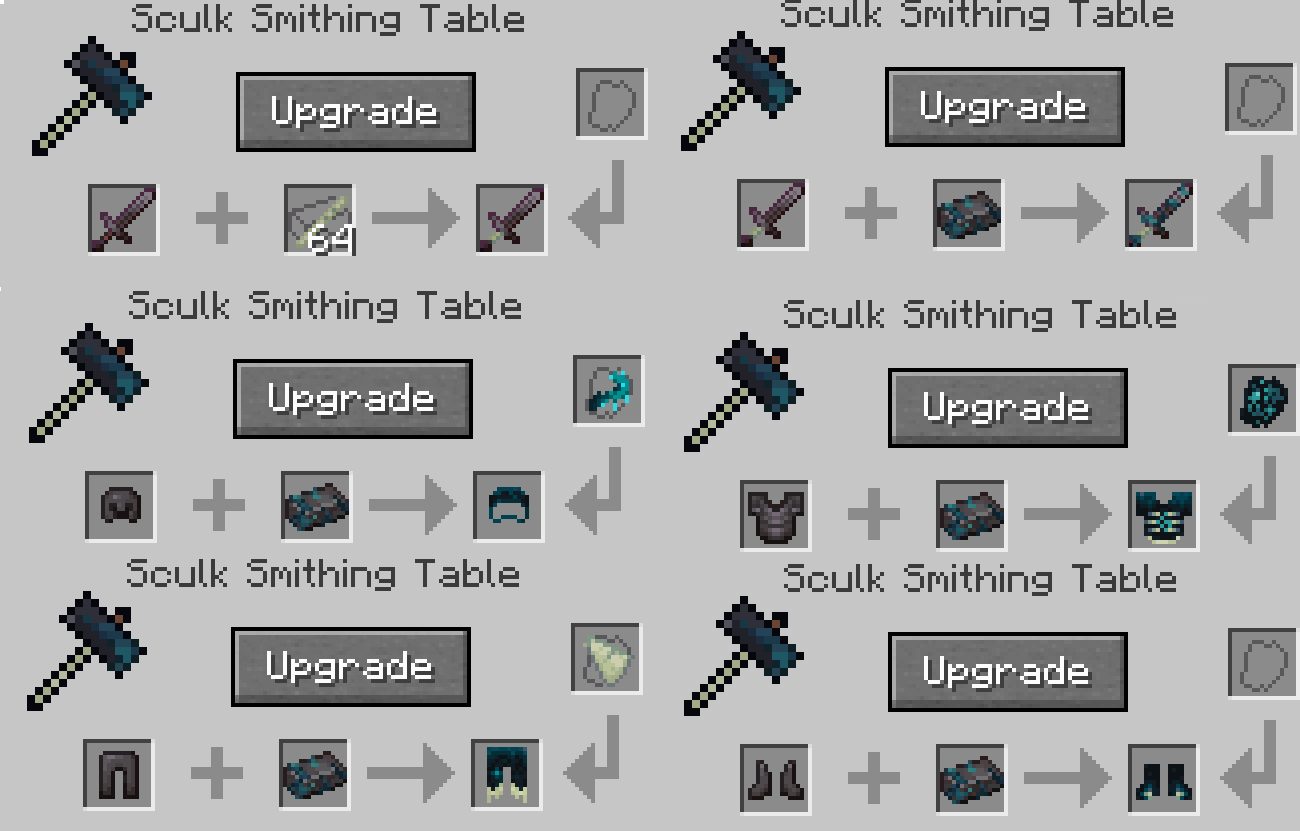 Sculk Smithing Table Recipes