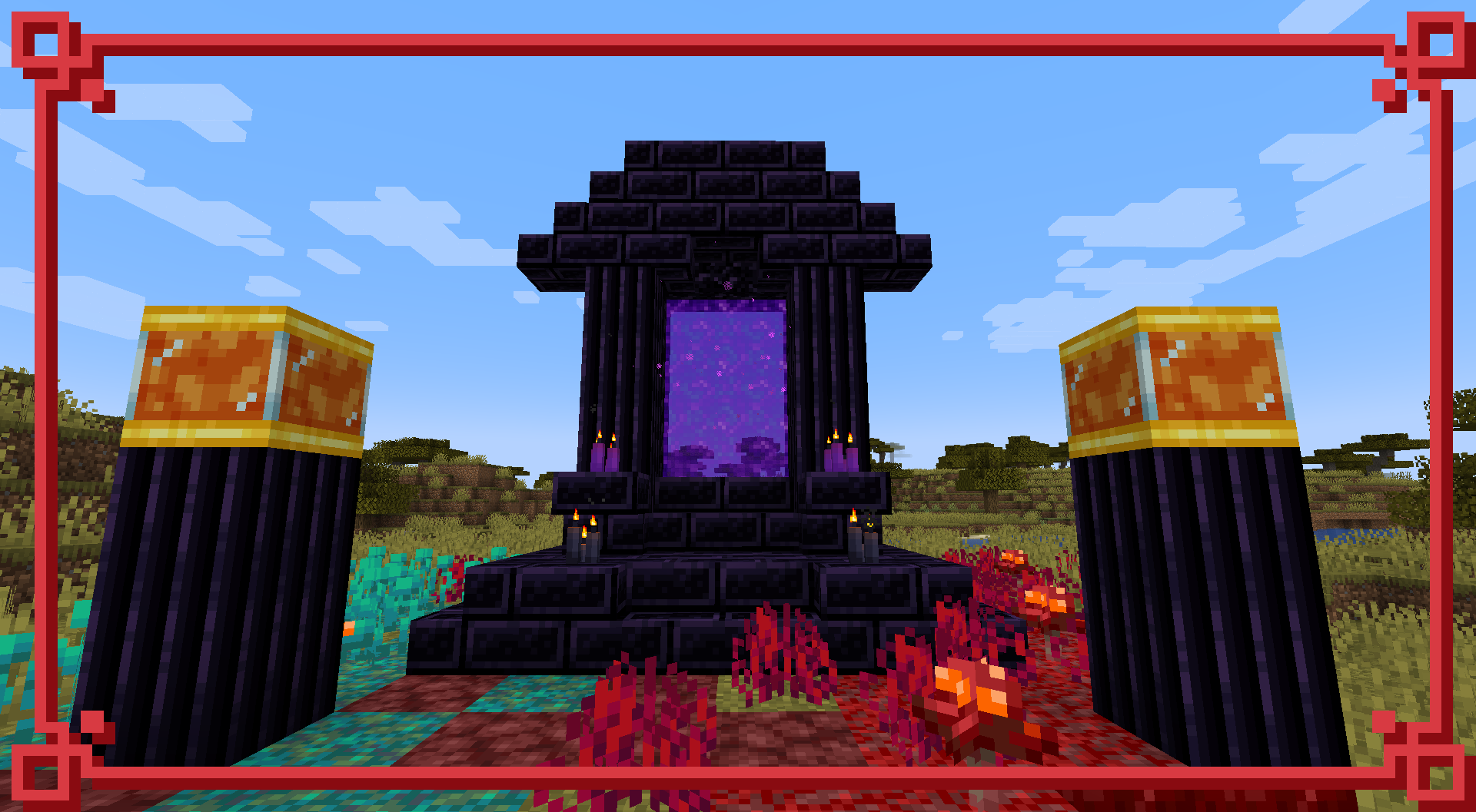 Spice up your Nether Portal with Obsidian and Nether related building blocks!
