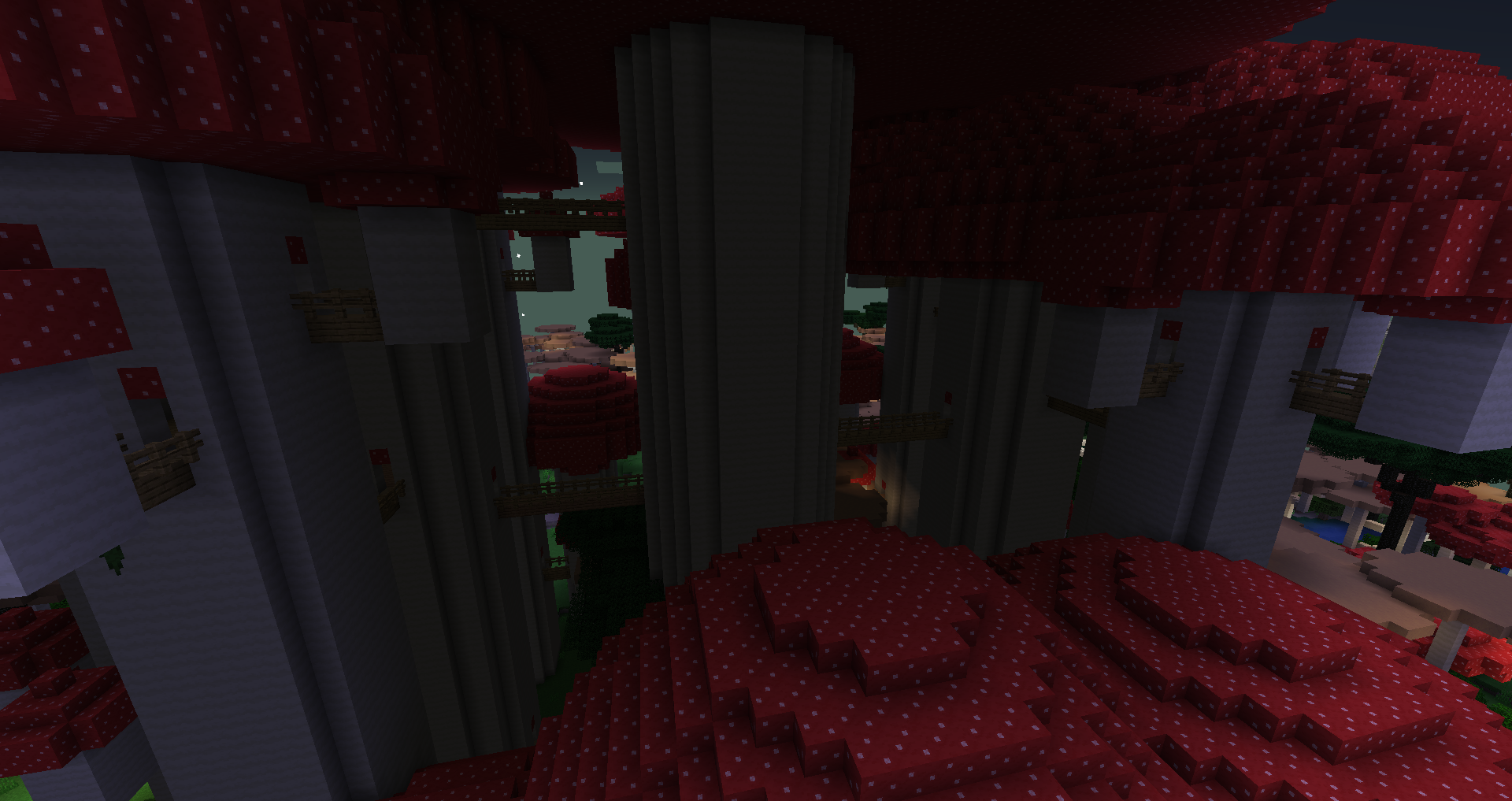 A giant fungal village with many places to explore, it looks to have been abandoned...