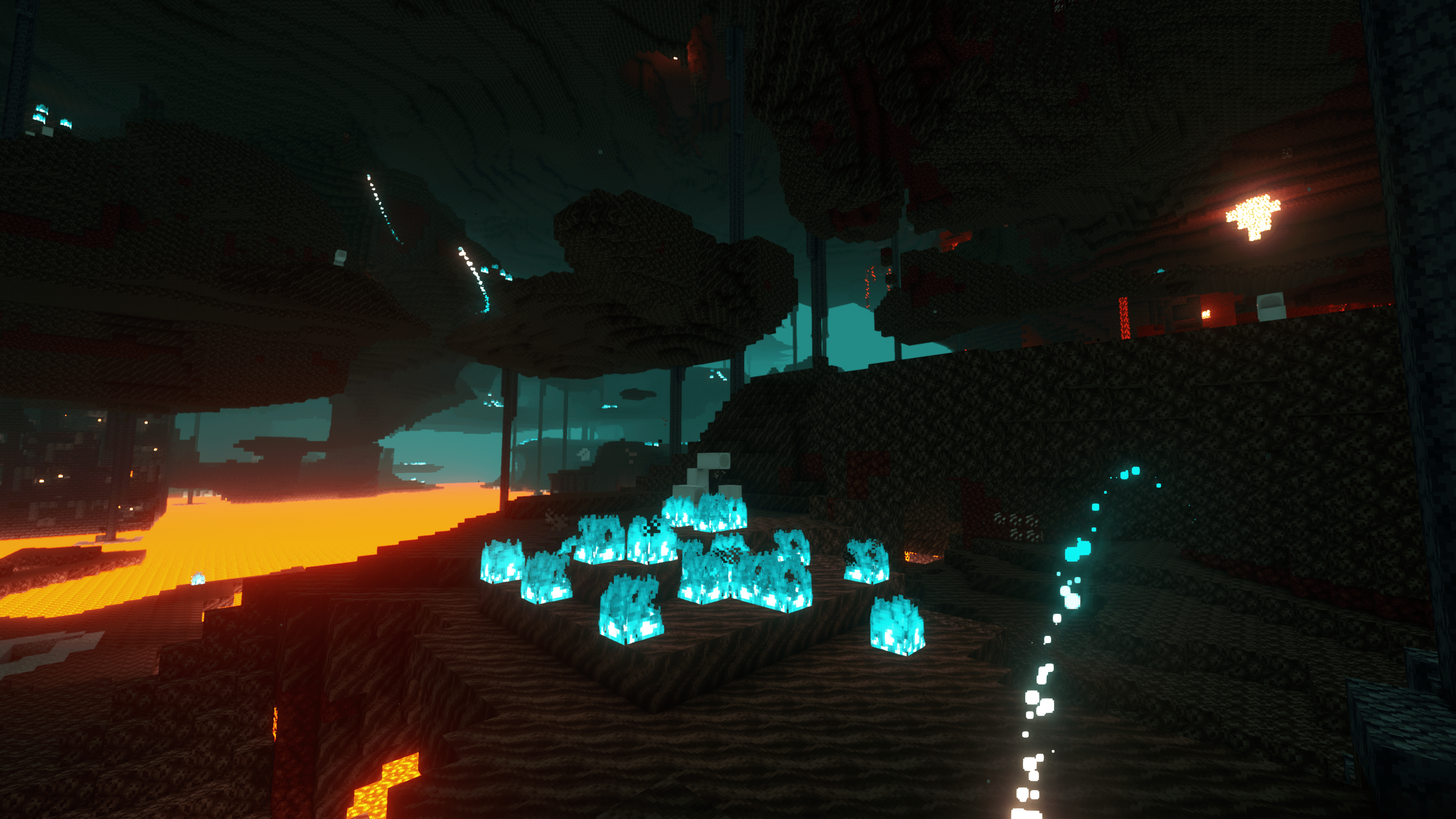Example in soul sand valley showing wisps flying near soul fire