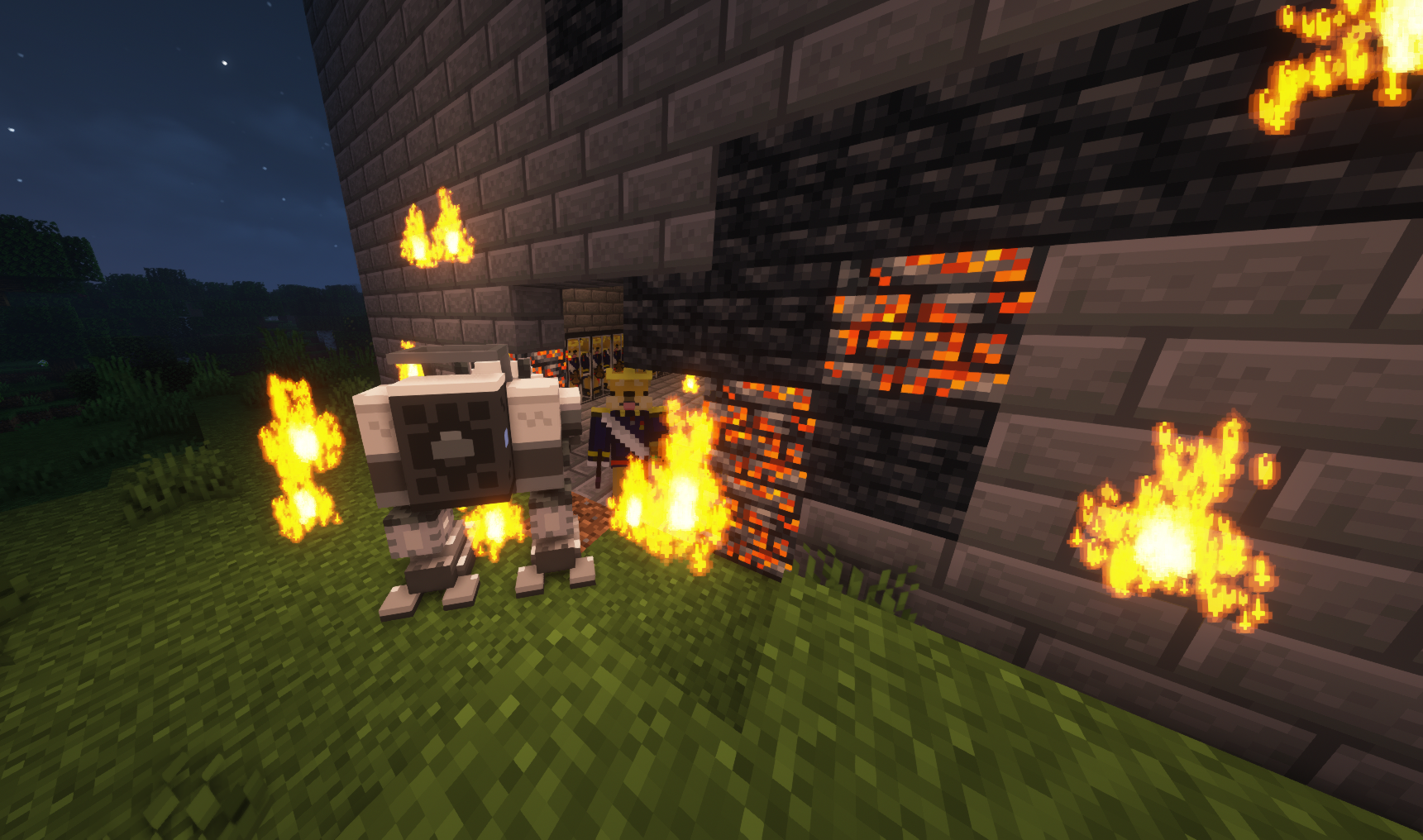 duel wield netherite Ninjatos in Proto-mechs to infiltrate a clone factory