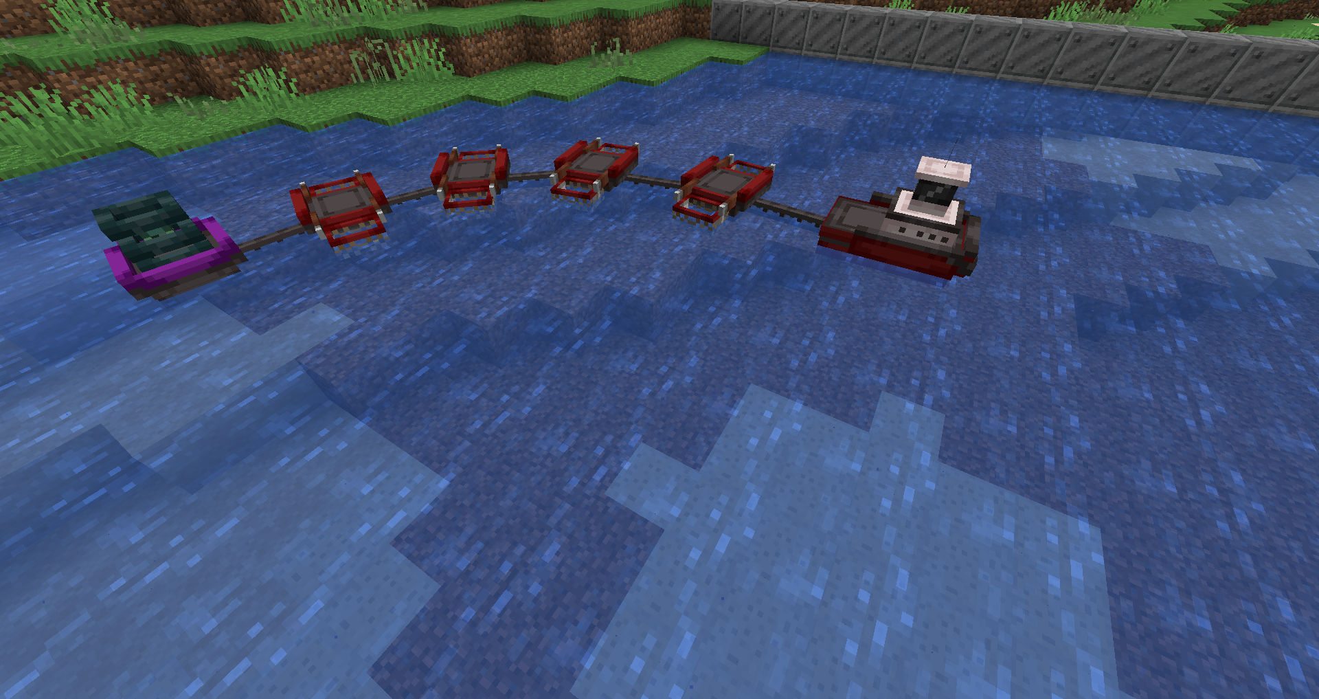 Now in version 2.2 you can build little boats that fish and transport items