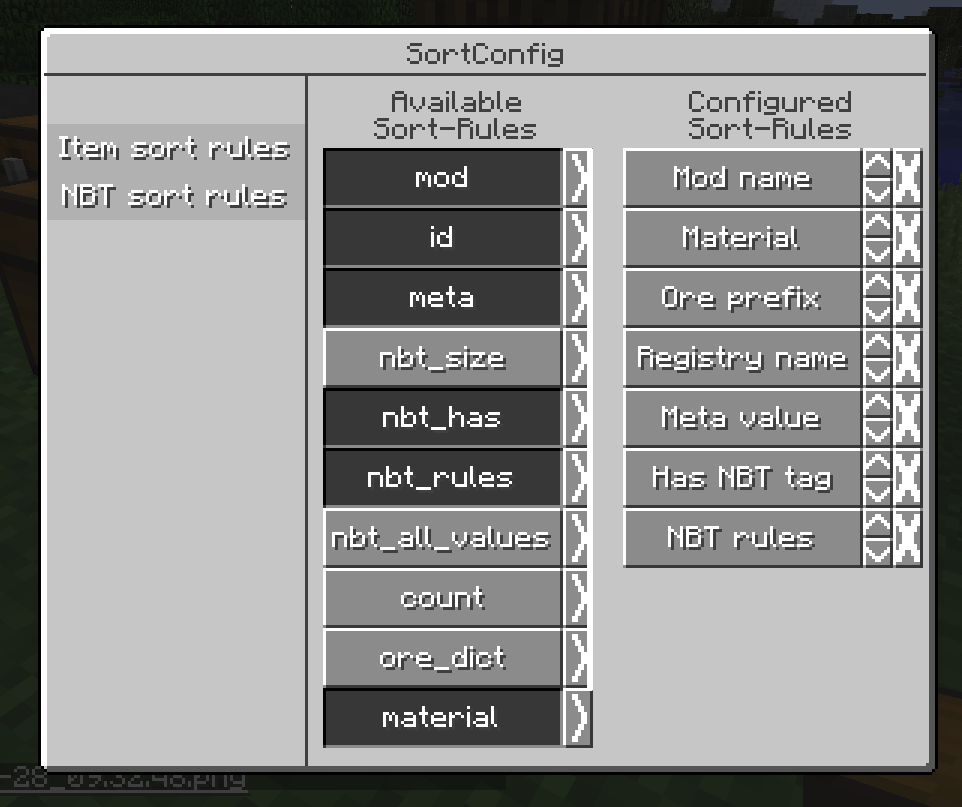 Sort config GUI