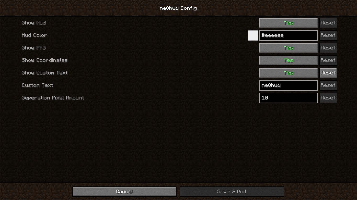 Config Menu