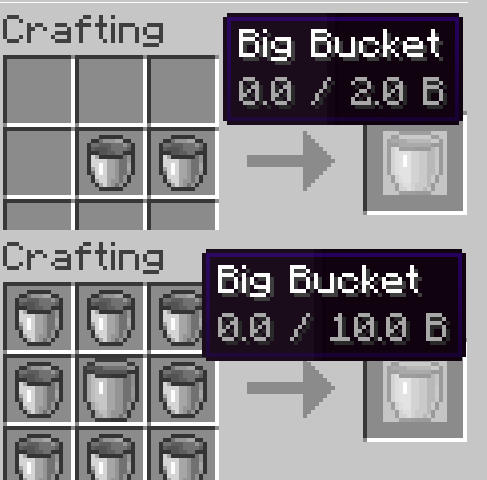 Craft with two buckets. Upgrade by adding more.