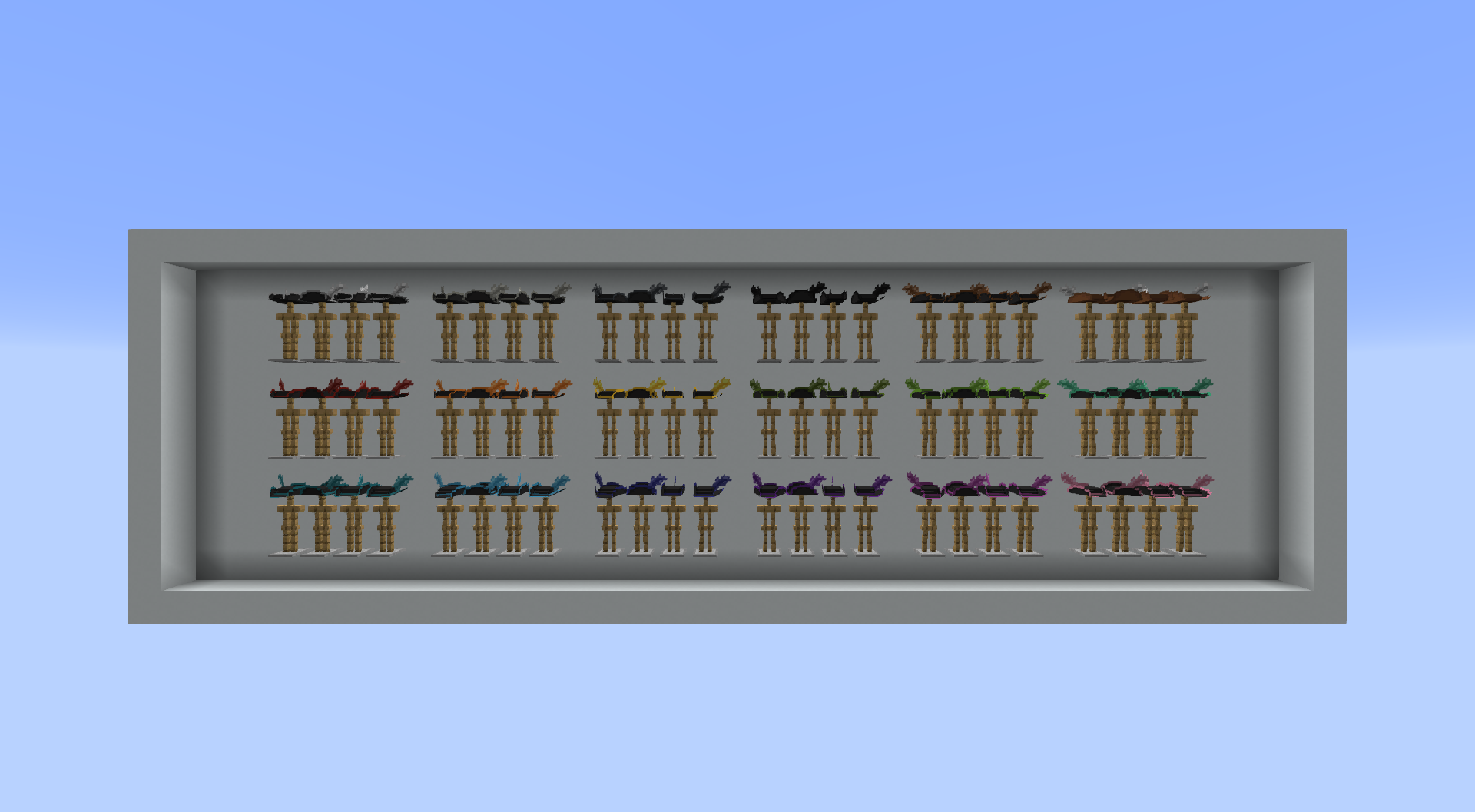Thumbnail Armor stands wearing all 72 possible combinations of color and hat type